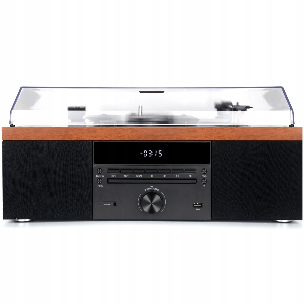 GRAMOFON Z WBUDOWANYMI GŁOŚNIKAMI BLUETOOTH V5.0 USB CD FM AKAI ATT-14BT Kolor brązowy