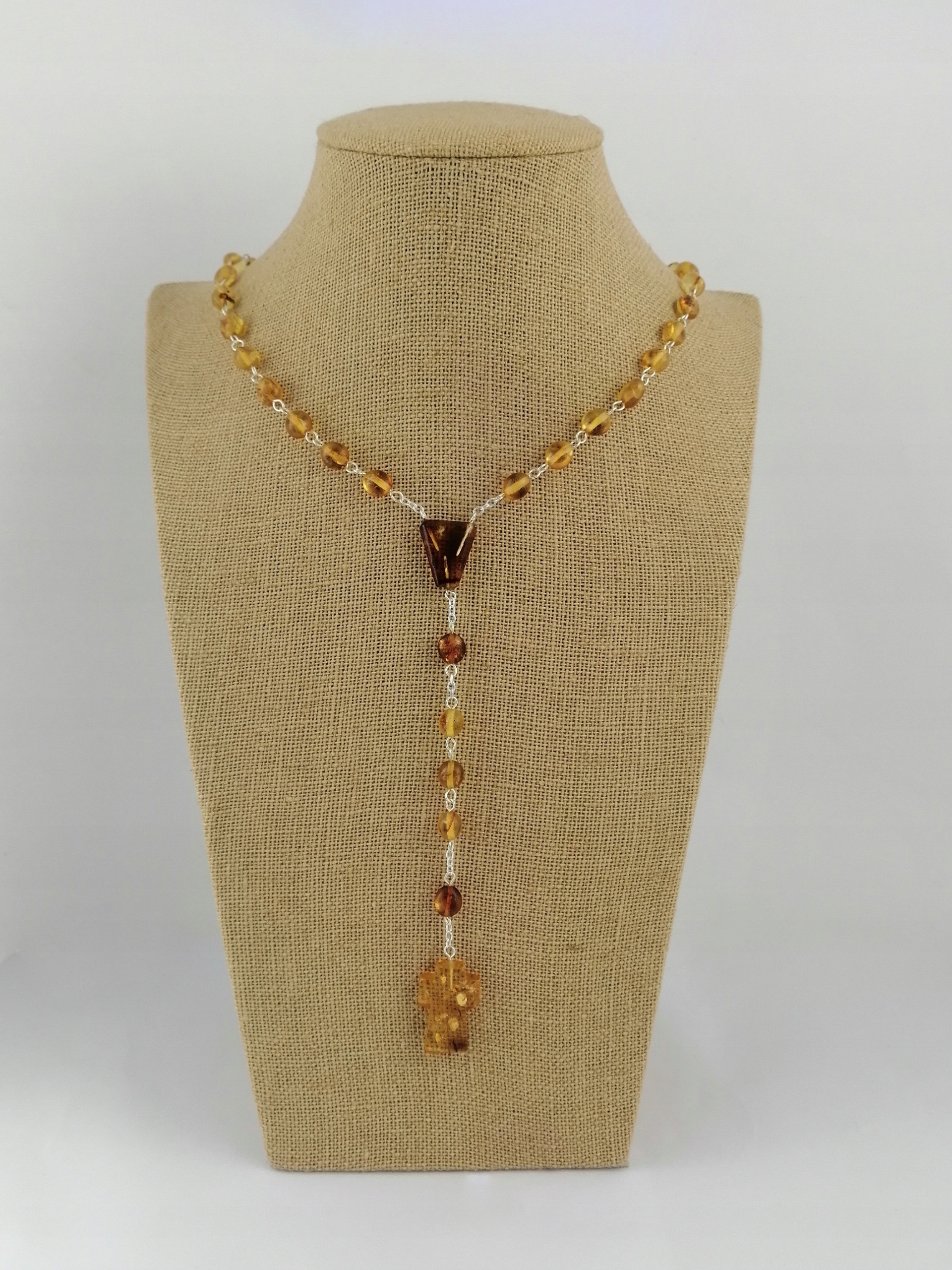 Růženec Plný Baltský Jantar Stříbro 925