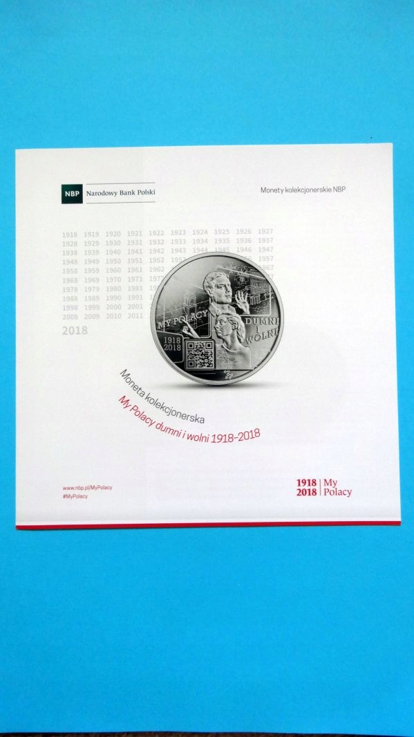 Folder 10 zł 2018,MY POLACY,stan I