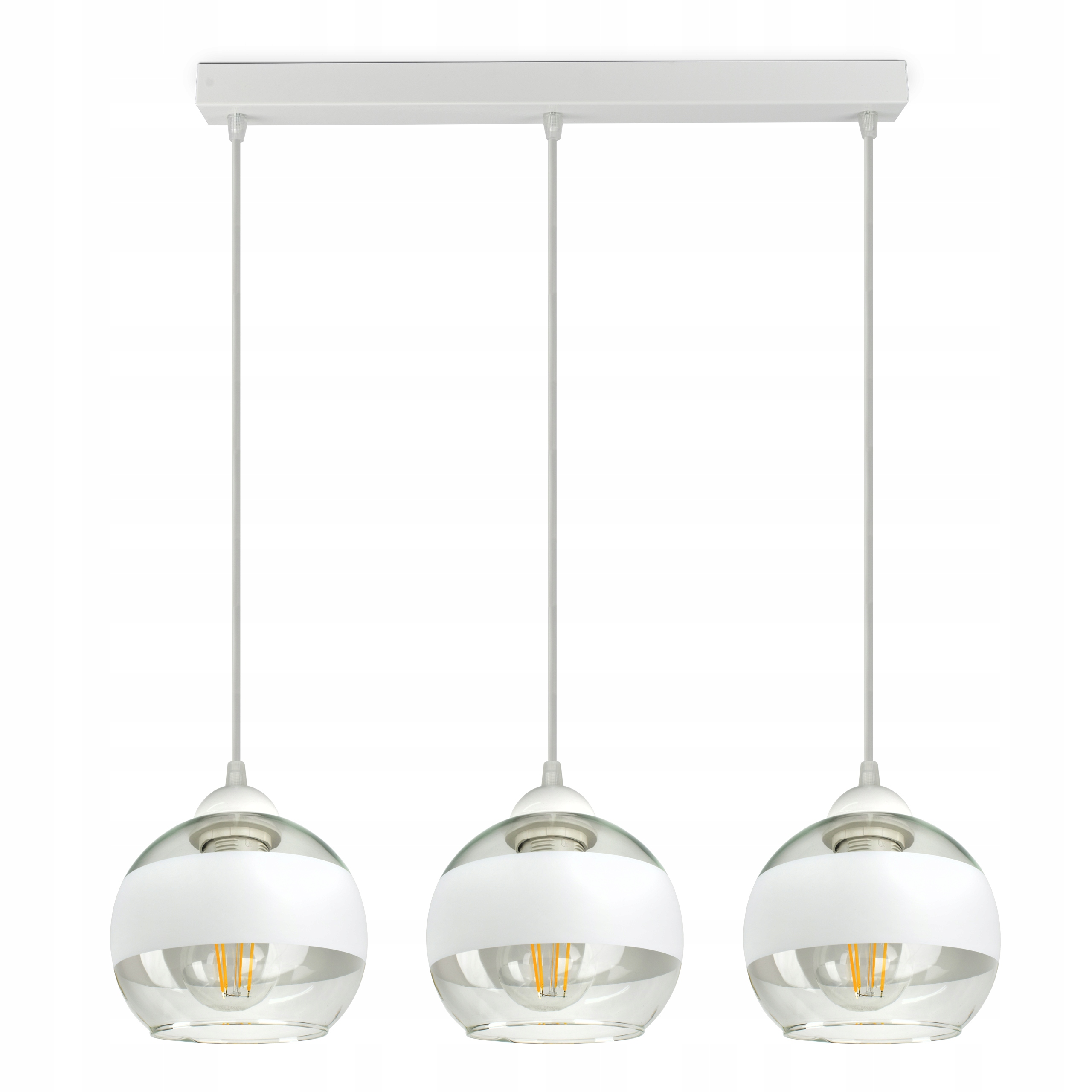 Lampa Wisząca Sufitowa Żyrandol Biała Szklane Kule White Belt BZ3 Led E27