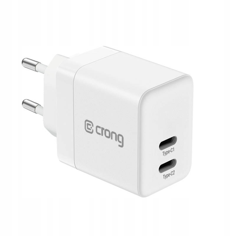 Crong Ultra Compact GaN Ładowarka sieciowa 35W Pd 3.0 2x Usb-c (biały)