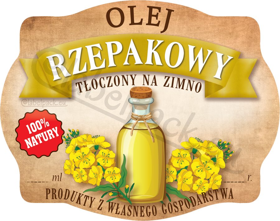 

Olej Rzepakowy Etykieta na słoik