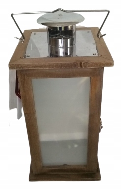 LATARNIA LAMPION LATARENKA DREWNIANA BRĄZOWA LED