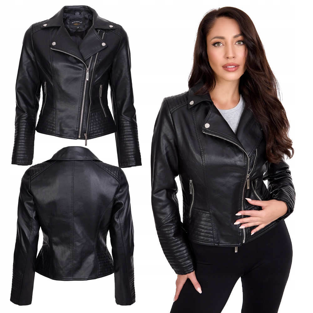 077_ L/40 _DAMSKA KURTKA SKÓRZANA RAMONESKA Długość do pasa