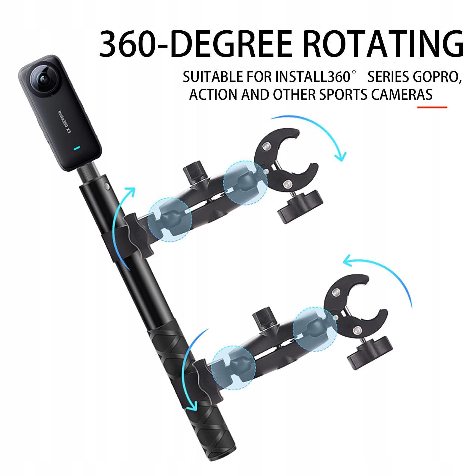 NEWFUN Uchwyt Kamery Do Insta360 X4 Zestaw Motocyklowy 360 Stopni Stabilny — miniatura 4