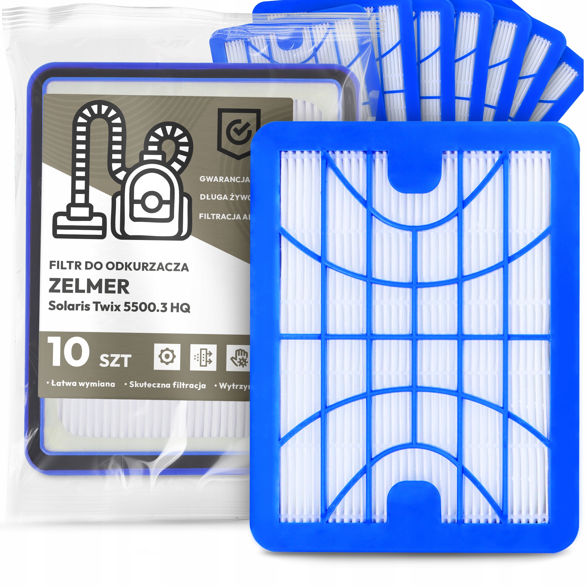 10 x Vzduchový Filtr Pro Vysavač Zelmer Solaris Twix 5500.3 Hq Hepa Em-w