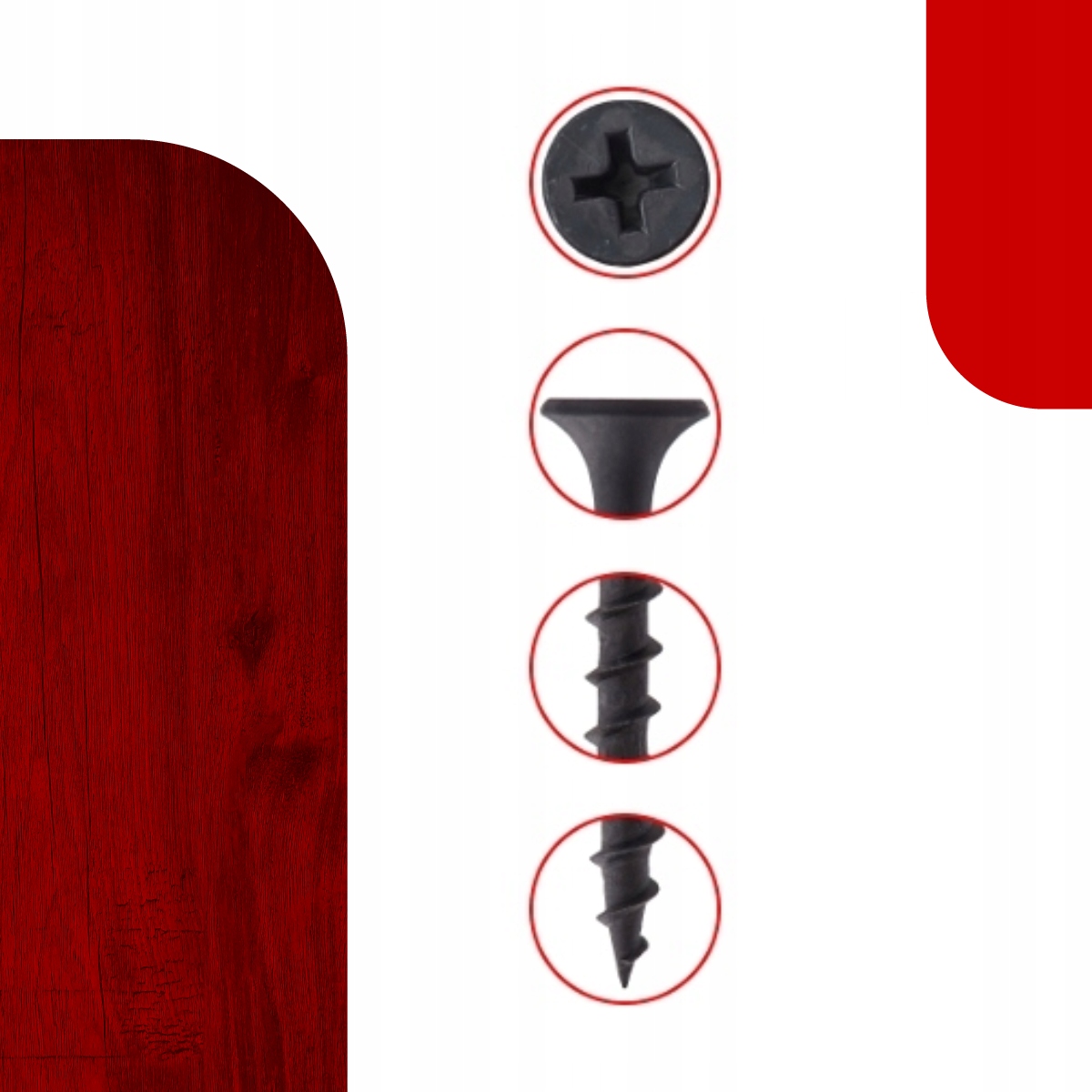 Wkręty fosfatowane czarne do drewna 4,2x90 - 1kg Marka Trójka