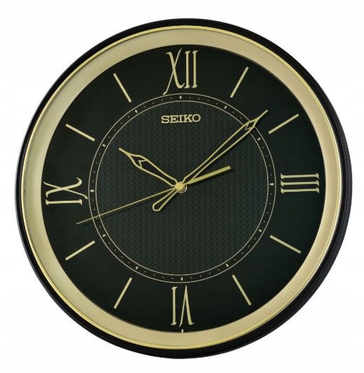 Elegantný Čierny Zlatý Okrúhly Japonský Hodinky Seiko QXA834K 34 cm
