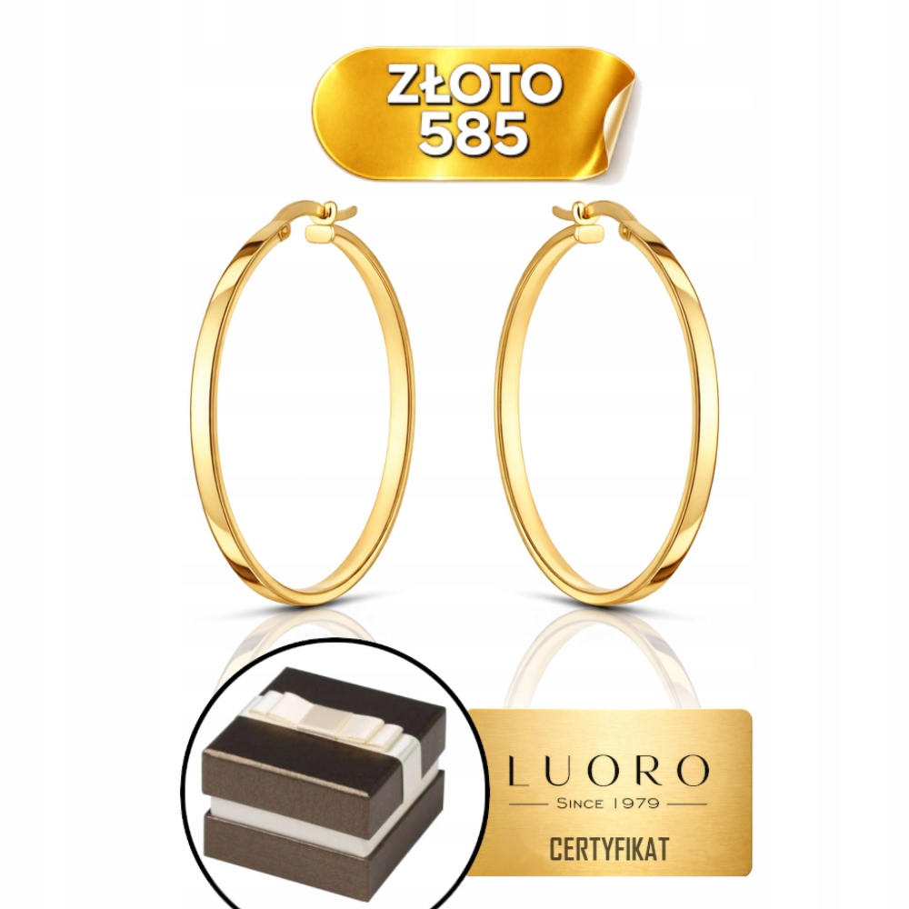 Náušnice Zlaté 585 14K Kolečka Široké 22 MM Na Anglickém Zapínání