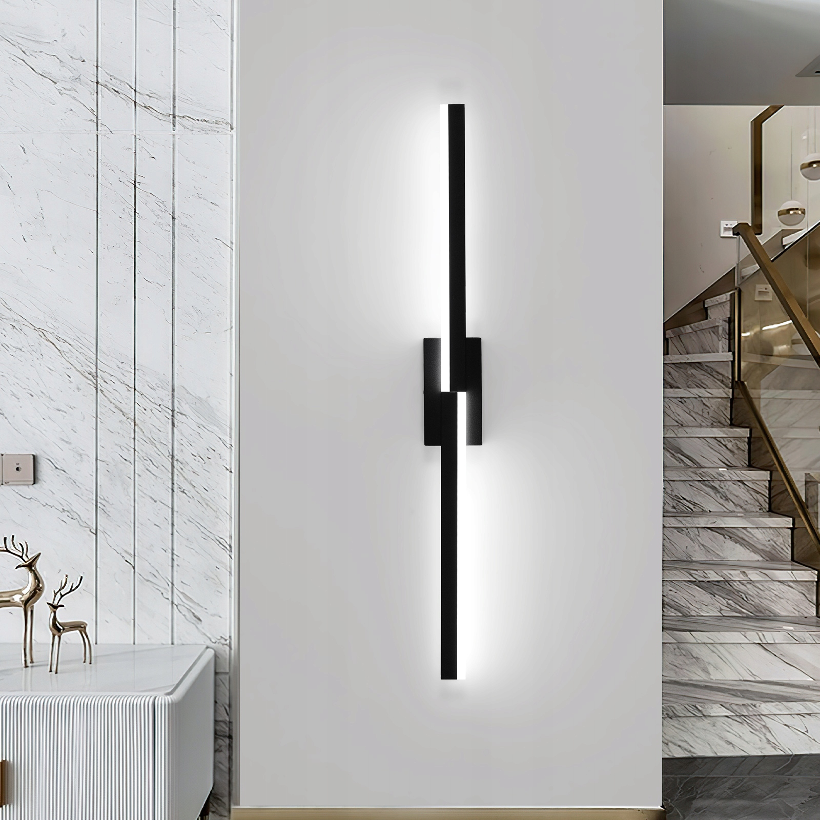 Kinkiet Czarna Lampa Liniowa Led Scienna Nowoczesna Do Salonu 6500K 12W