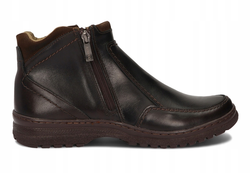 Buty Zimowe Męskie Skórzane Suwak Ocieplane Komodo 815 Brązowe 41