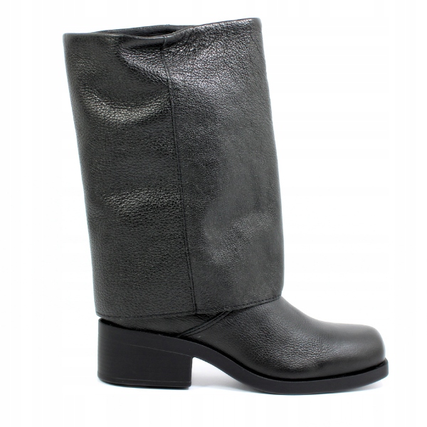 Černé dámské kotníkové boty na podpatku s vyhrnutým svrškem Bottero 362201 r36