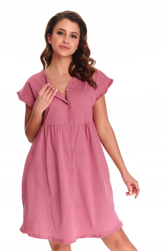 noční těhotenská košile na kojení růžová vel L