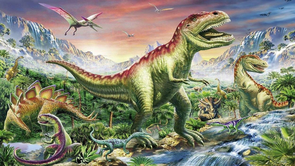 

Haft diamentowa mozaika dinozaury w górach 1006166
