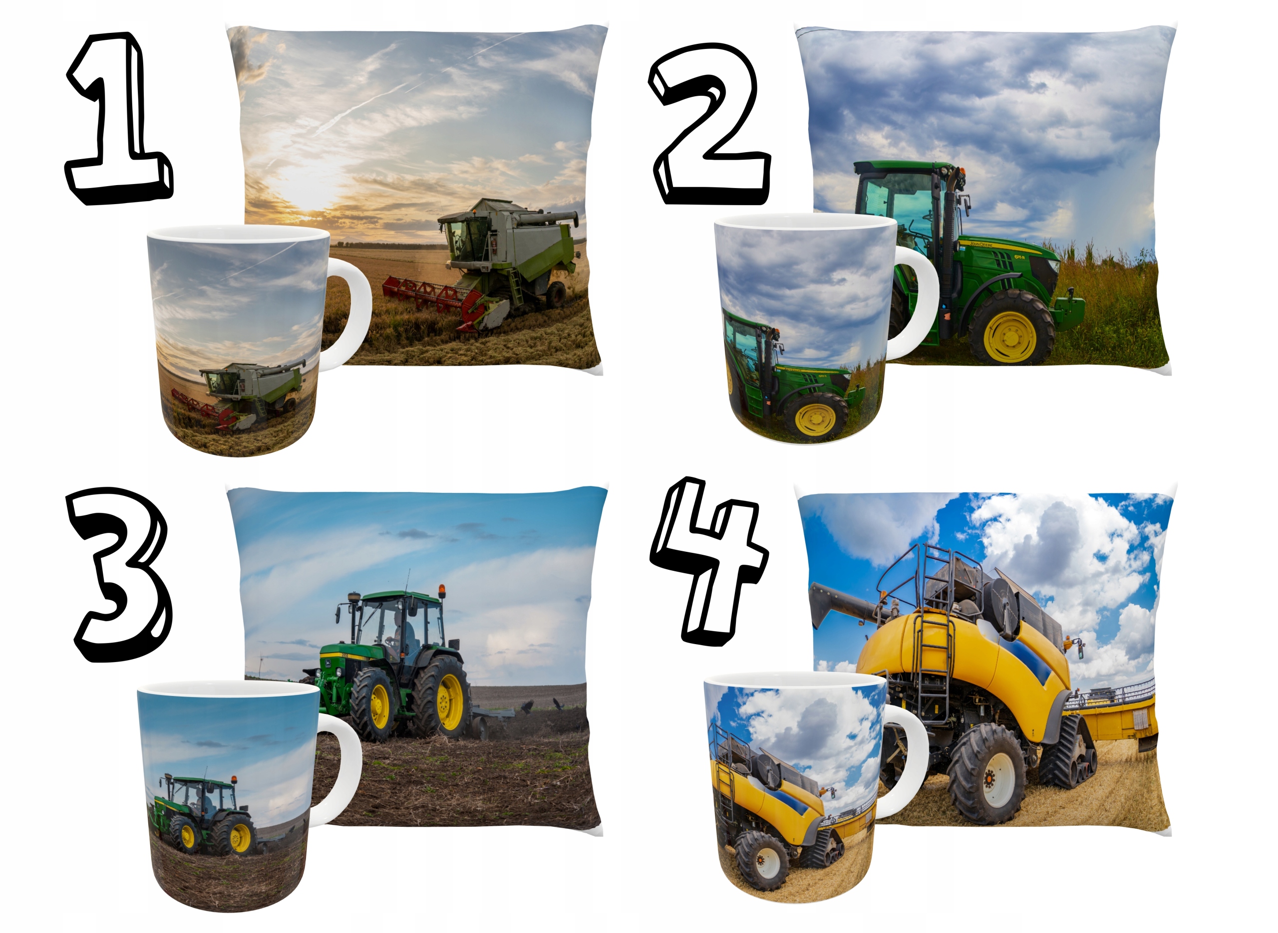 KUBEK PODUSZKA FARMING TRAKTORY Z IMIENIEM Kolor wielokolorowy