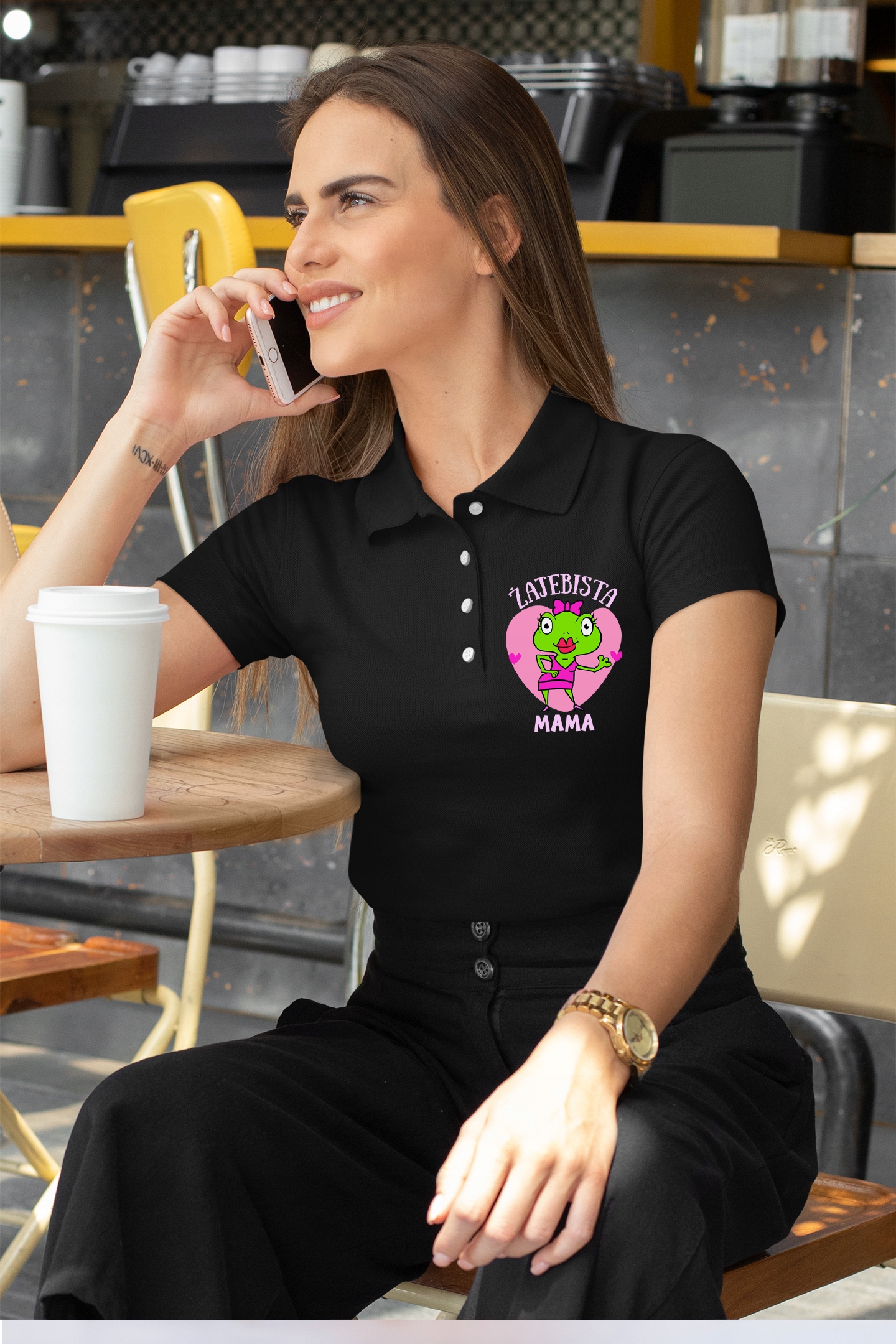 KOSZULKA DAMSKA POLO ŻAJEBISTA MAMA DZIEŃ MAMY Zapięcie brak