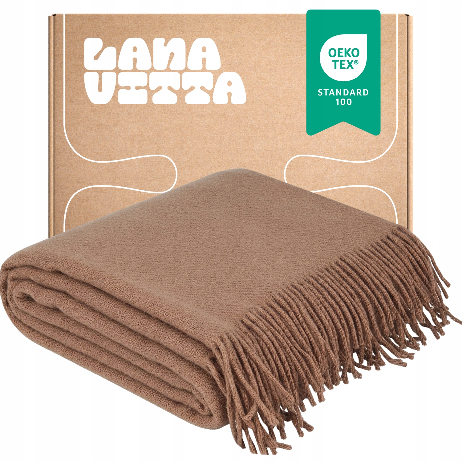 Vlněná deka Teplý rouno 100% Novozélandská vlna Pled Béžová 140х200 cm