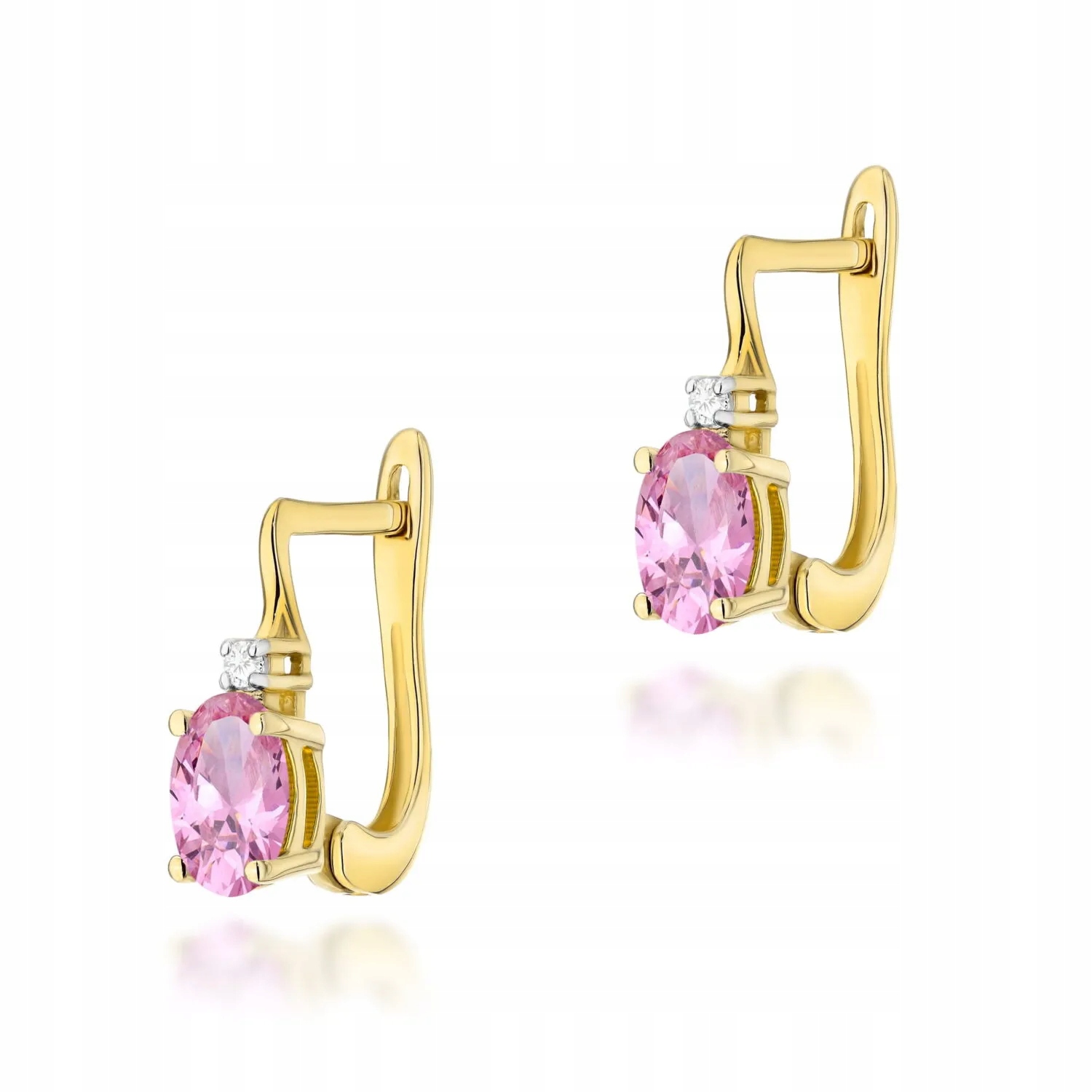 Złote kolczyki Szafir Różowy 2 x 0,45ct żółte złoto pr. 585
