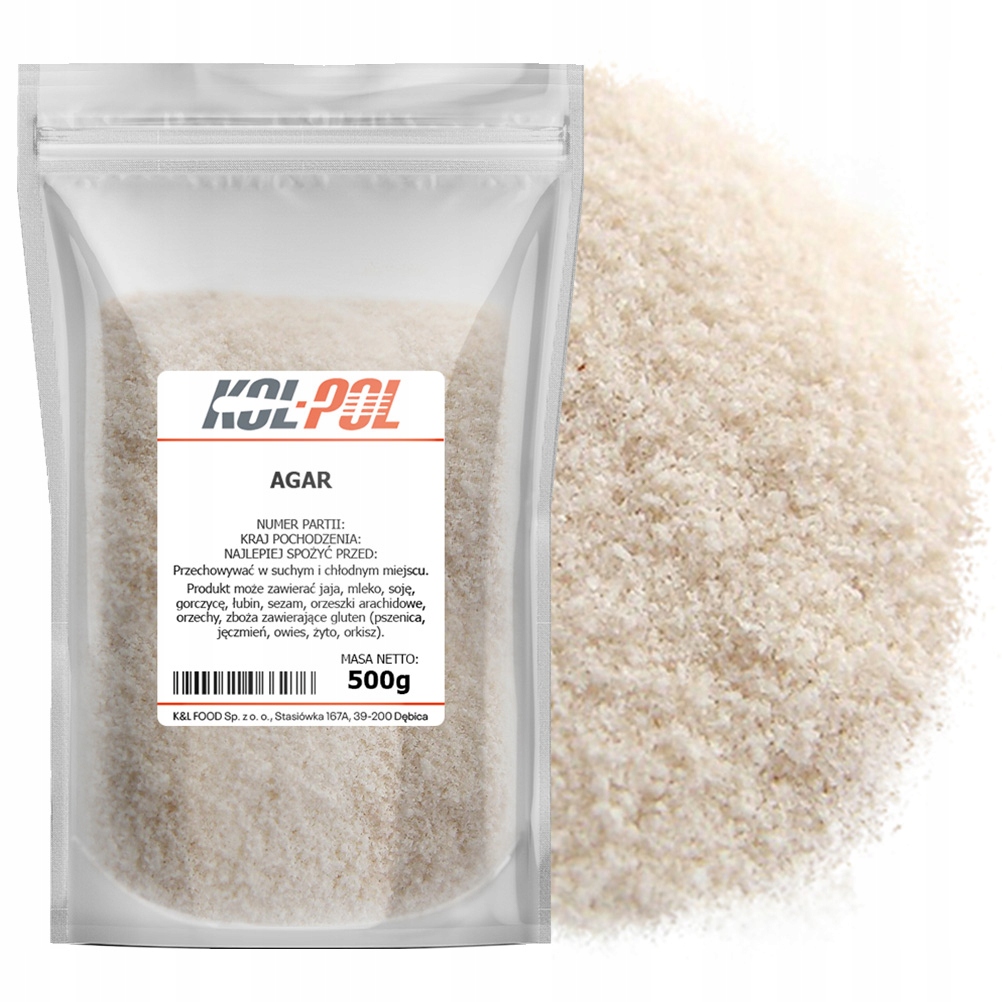 Levně Agar 500g Přírodní želatina, zahušťovadlo z rostlinných řas, vysoká kvalita Kol-Pol