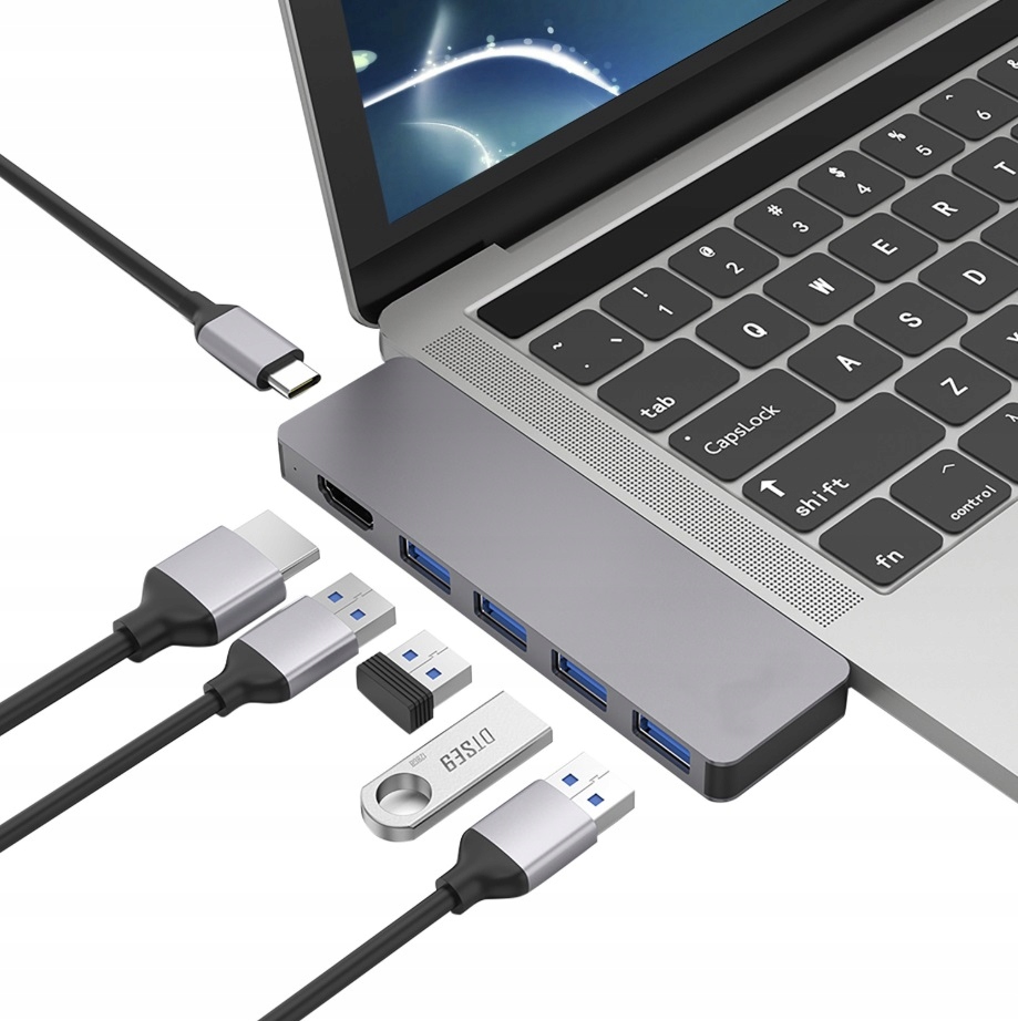 4Apple.pl Hub Adapter 2x Usb-c Hdmi 4x Usb Macbook Pro Air M1 M2 M3