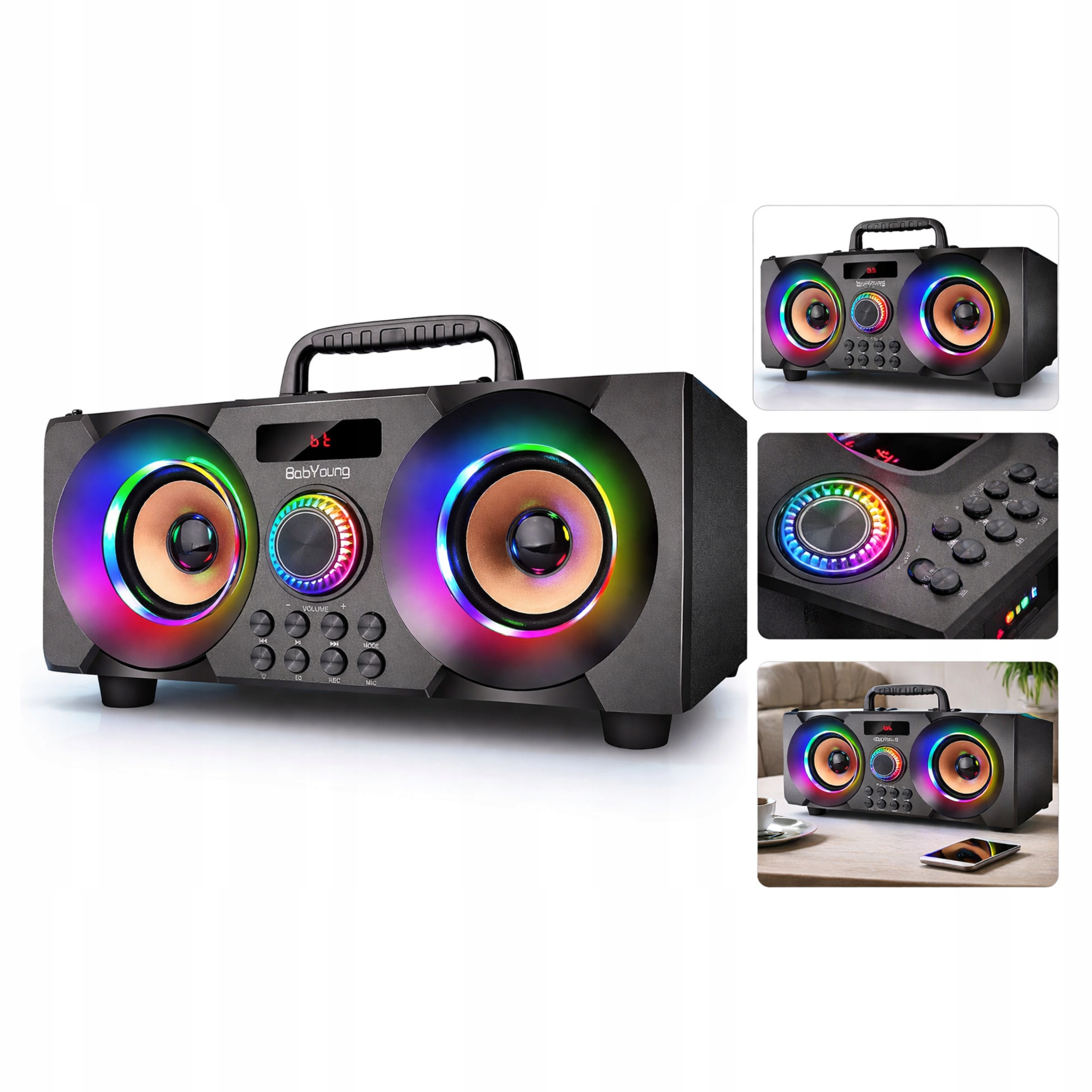 Bluetooth reproduktor A77 60W Subwoofer Led Fm Usb Aux Pilot Eq 10000 mAh