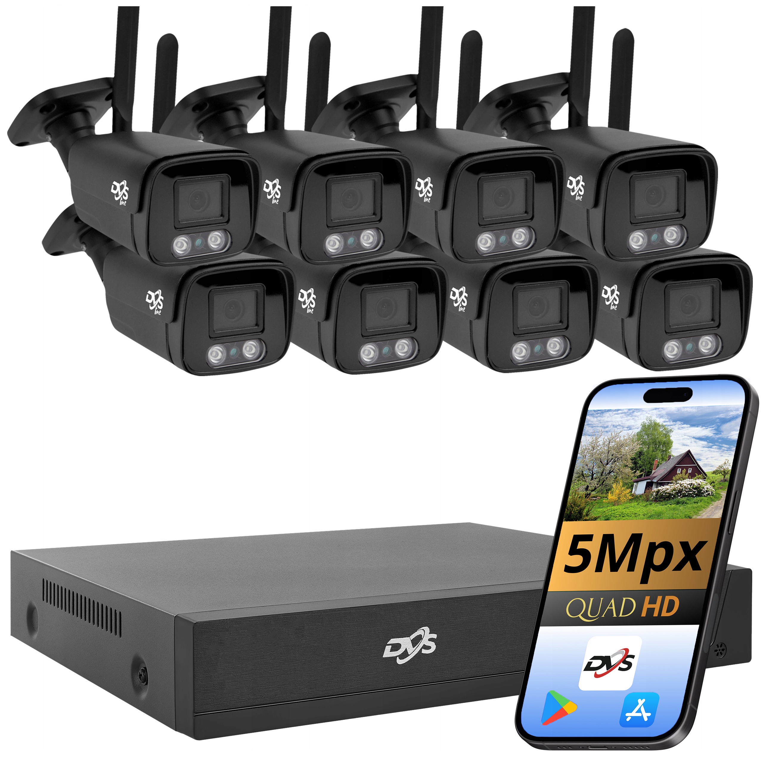 WiFi monitorovací sada 8 kamer 5Mpx Venkovní Smart Ir Detekce pohybu domu