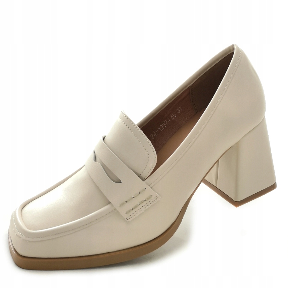 Elegantní lodičky mokasíny béžové Kožená Vložka Potocki 12324