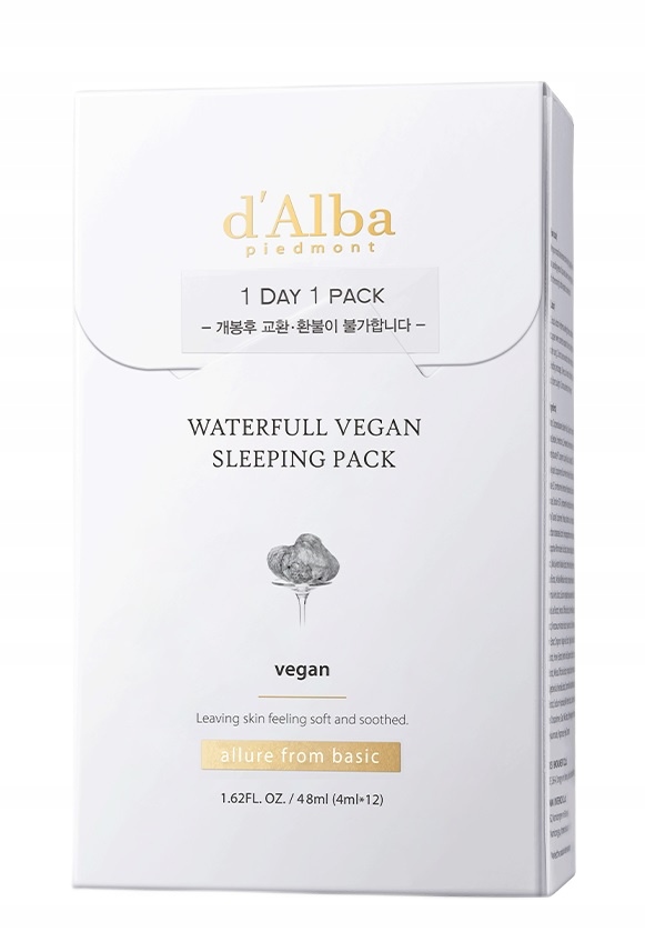 d'Alba Waterfull Vegan Sleeping Pack Hydratační noční maska 12 x 4 ml