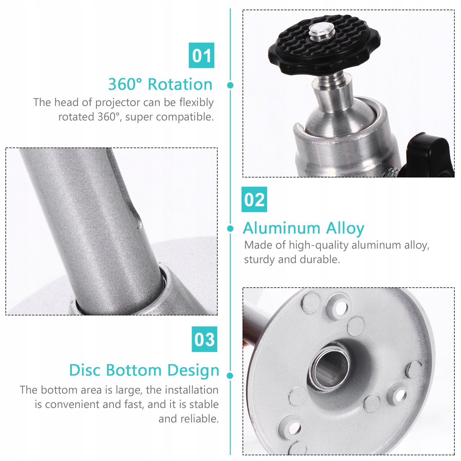 UCHWYT SUFITOWY DO MONTAŻU PROJEKTORA ŚCIENNEGO Wysokość 4 cm