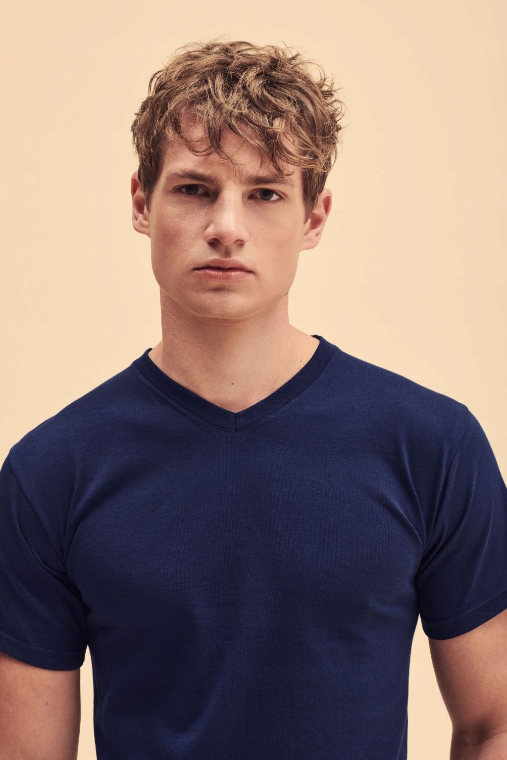 FRUIT OF THE LOOM T-SHIRT MĘSKI V HEATHER GREY L Wzór dominujący bez wzoru