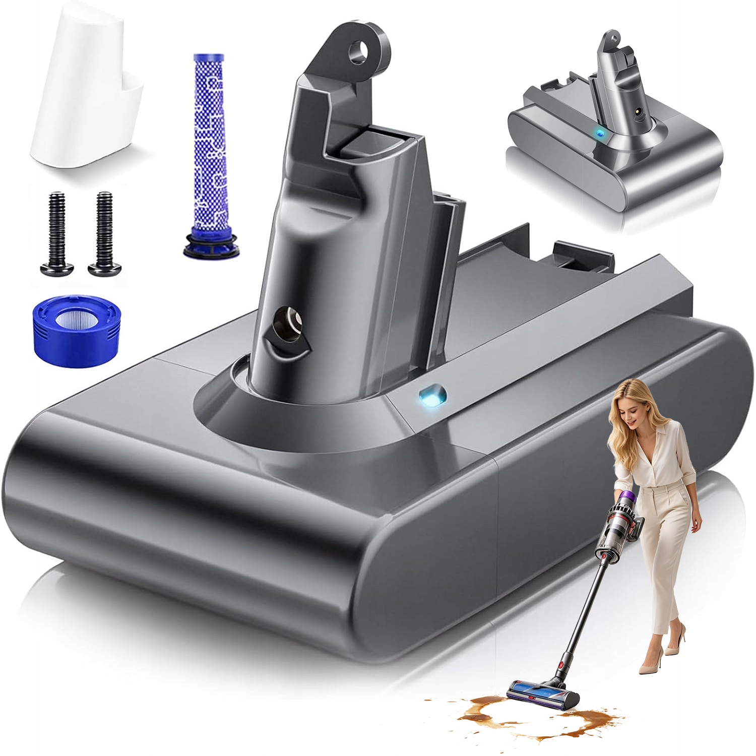 Akumulator Do Odkurzacza Dyson V6 SV09 DC58 Wysoka Wydajność 6000MAH