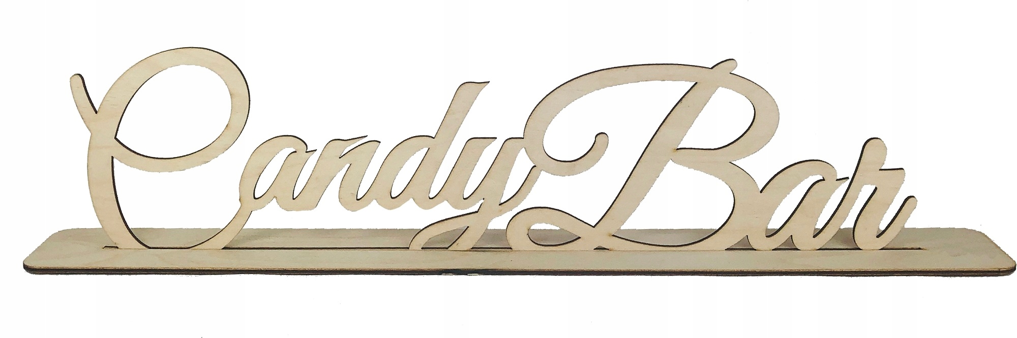 

Candy Bar na wesele napis na podstawce drewno