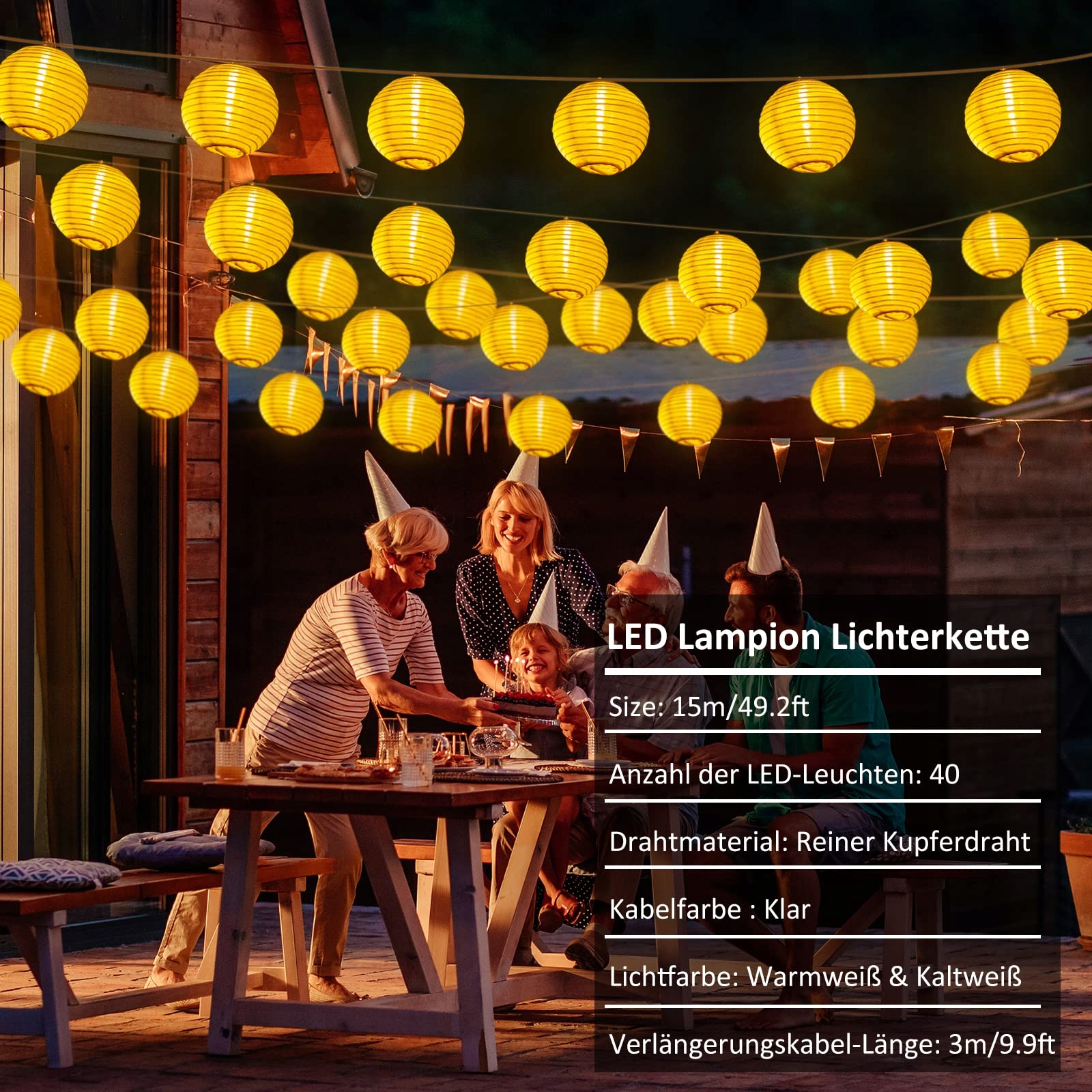 STARRYEVER Lampki LED 12M 11 Trybów Pilot Patio Balkon Ogród — miniatura 2