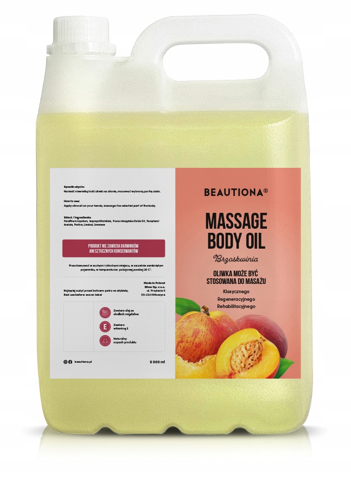 Olivový Olej Na Masáž Těla Obličeje, Hydratační A Relaxační Broskev, 5 L