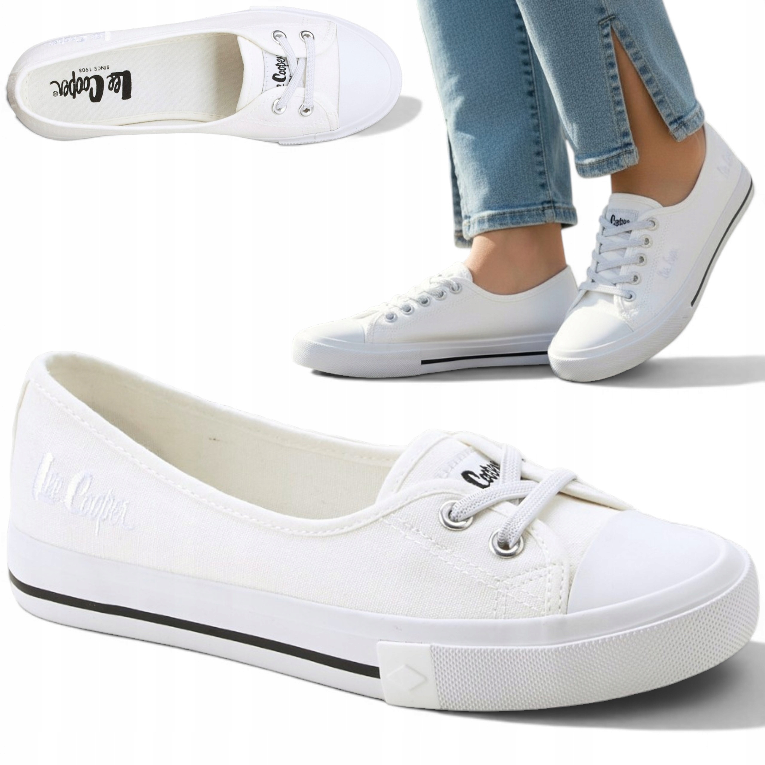 Lee Cooper 41 Bílé dámské sportovní baleríny Nízké klasické tenisky