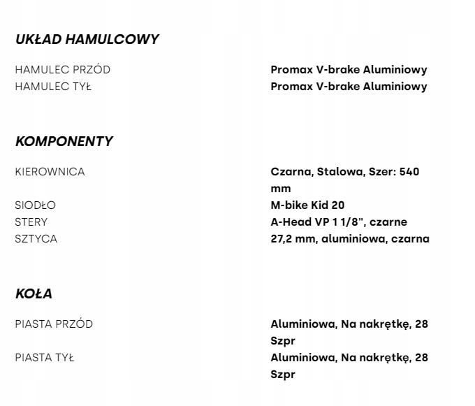 Rower JUNIOR M-BIKE TIN 24 biały Rozmiar ramy mniejsza