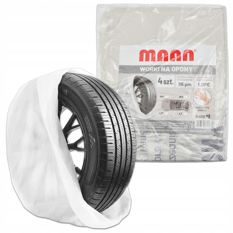 WORKI NA OPONY 4 SZT. BIAŁE MAAN 1000 x 1000 mm RĘKAWICE GRATIS