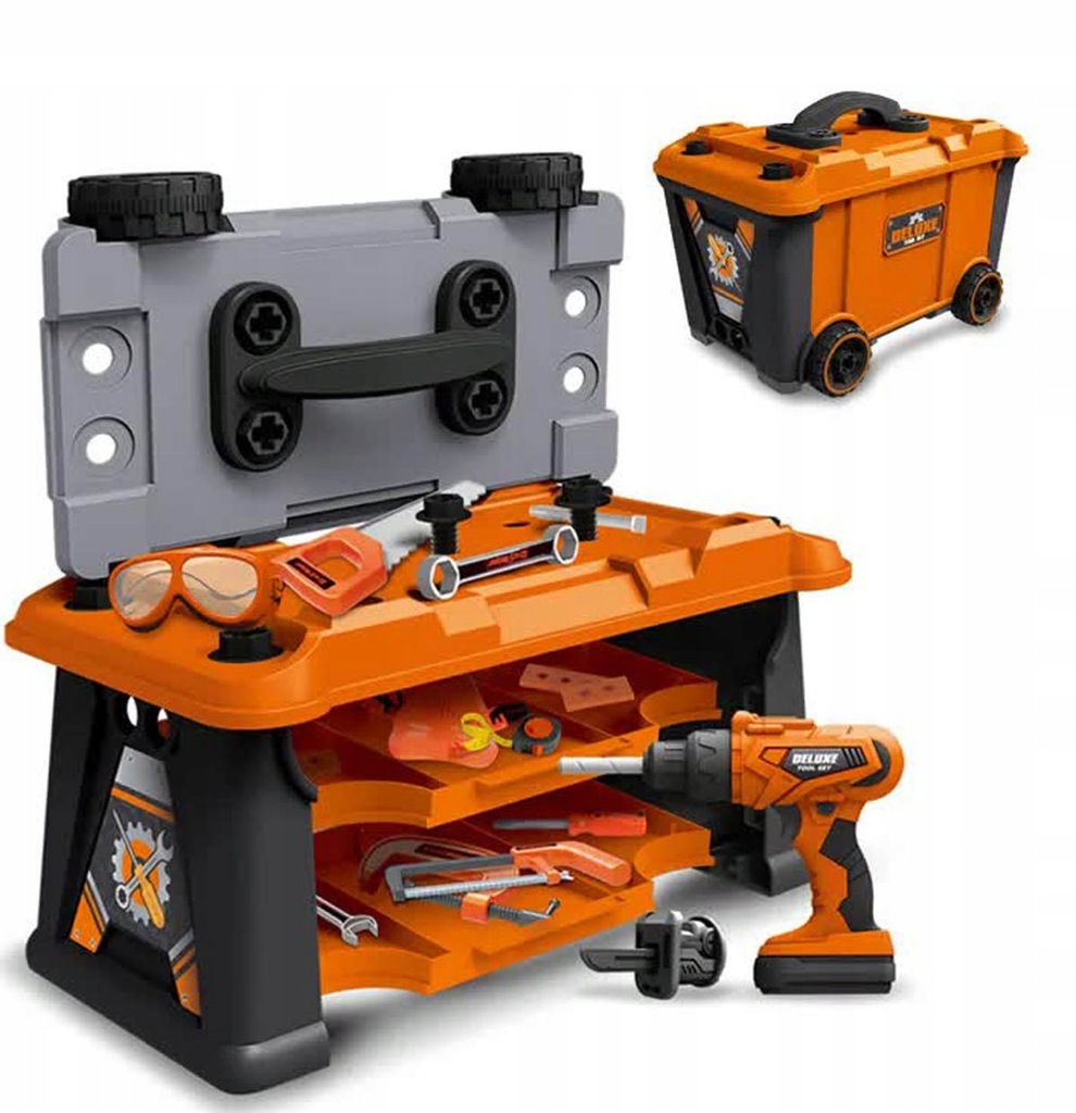ZESTAW MAJSTERKOWICZA WARSZTAT SKRZYNKA NARZĘDZIA WIERTARKA na BATERIE 65w1 Materiał plastik