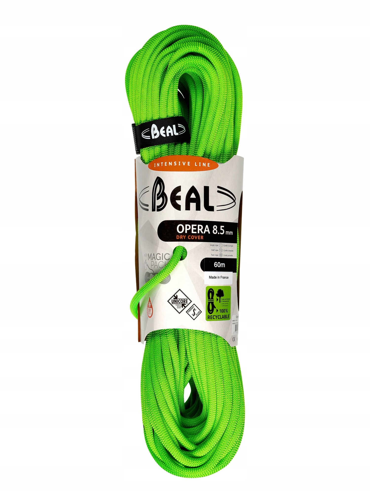Lezecké lano Beal Opera 8,5 mm 60 m Unicore Dry Cover zelené