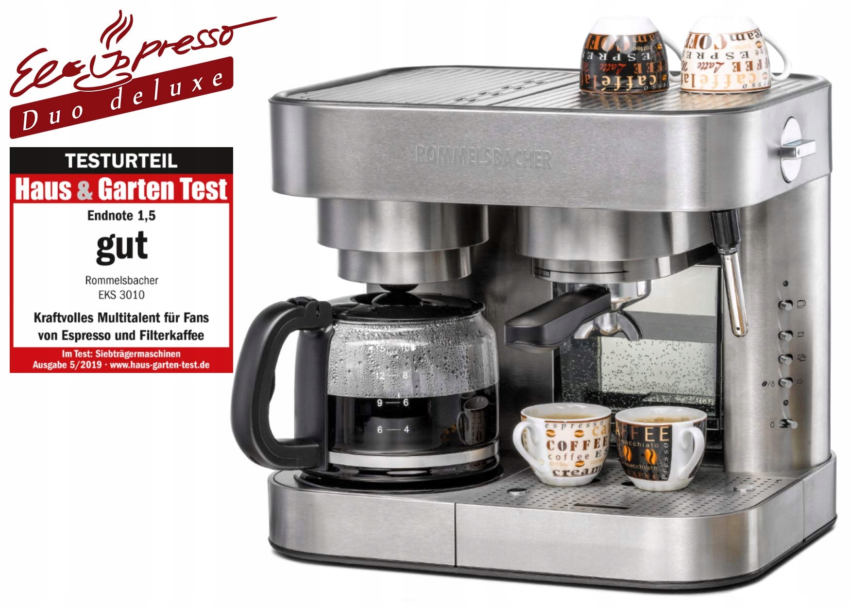 ROMMELSBACHER Ekspres Do Kawy Espresso EKS 3010 Z Dyszą Do Spieniania Mleka — miniatura 2