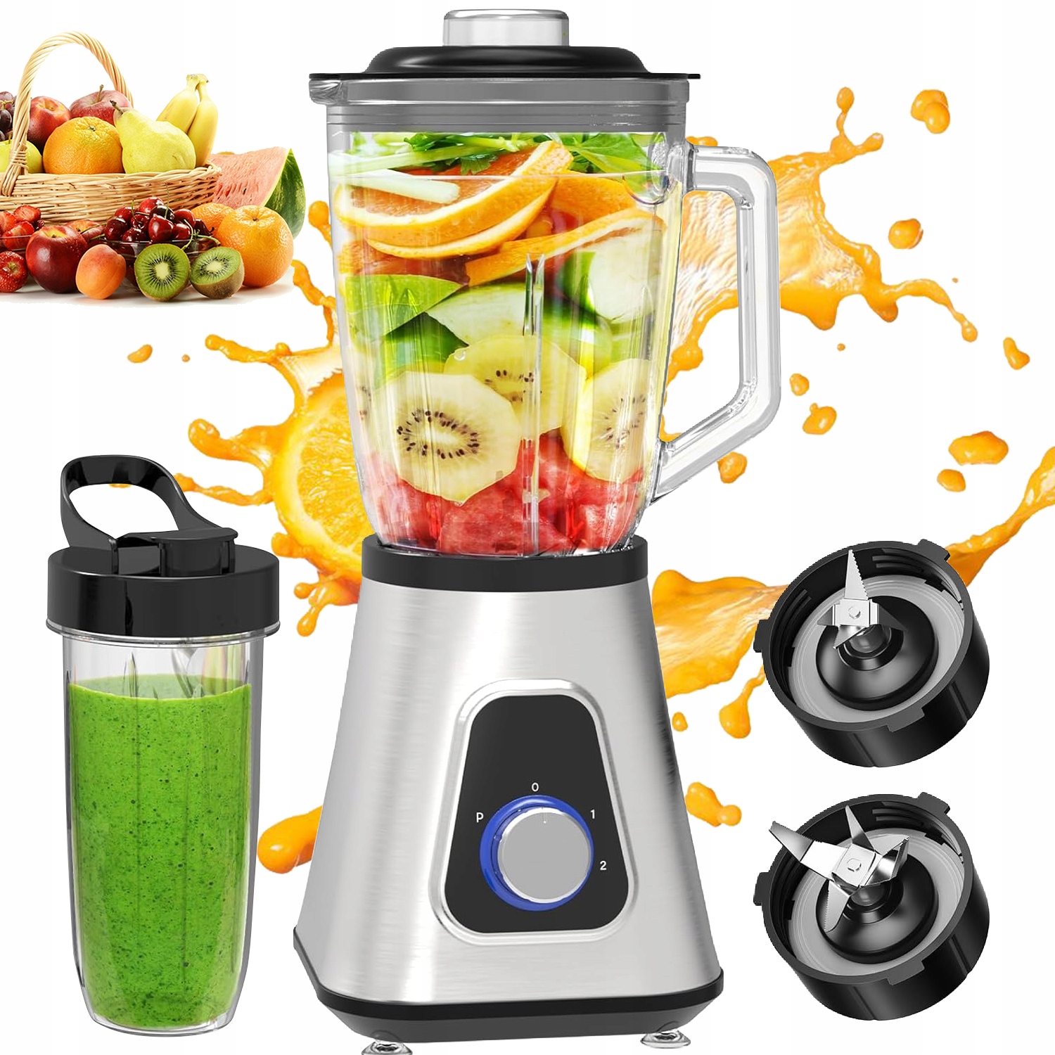 Stolní mixér na Smoothie Koktejly skleněný Mlýnek Na Drcení Ledu 1300W