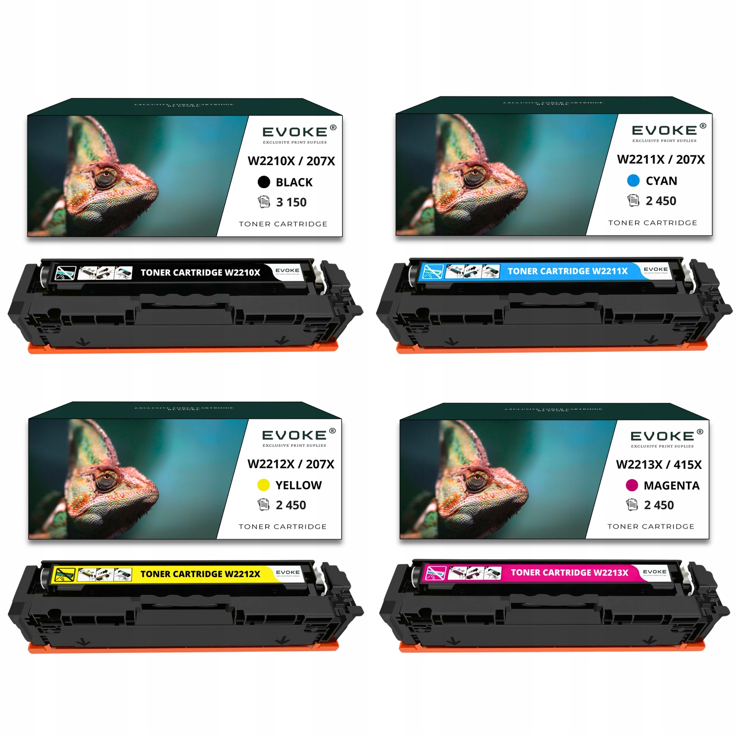 4x toner do tiskárny Hp 207X Bez Čipu Sada Cmyk W2210X W2213X