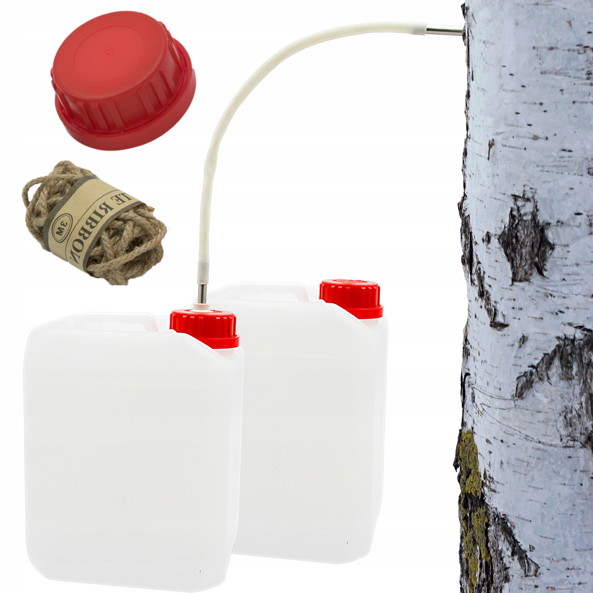 Zestaw Kapilara Rurka do Pozyskiwania Soku z Brzozy 2x Banka 5l 2x Rurka