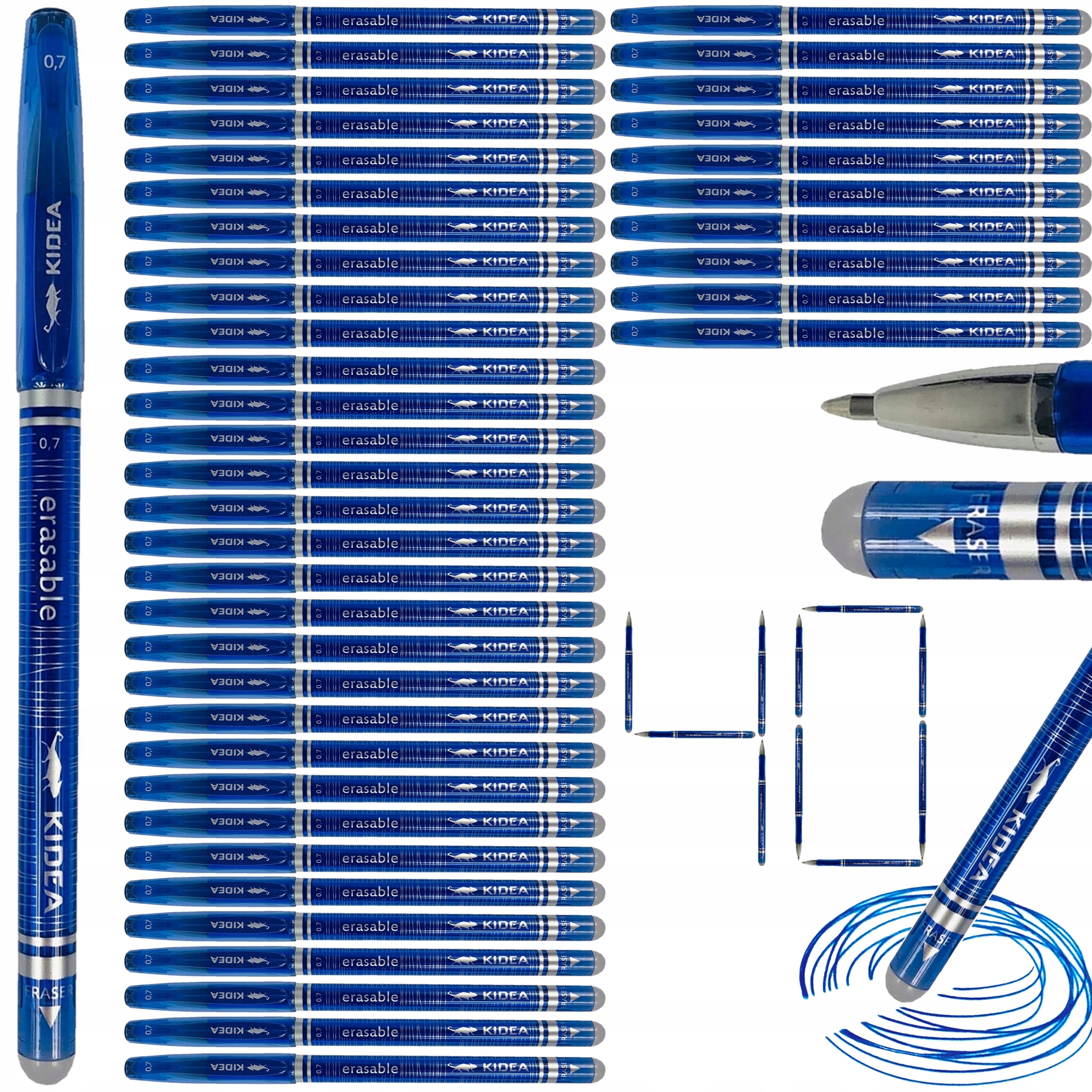 

40 x Długopis Zmazywalny Niebieski 0,7 mm Kidea