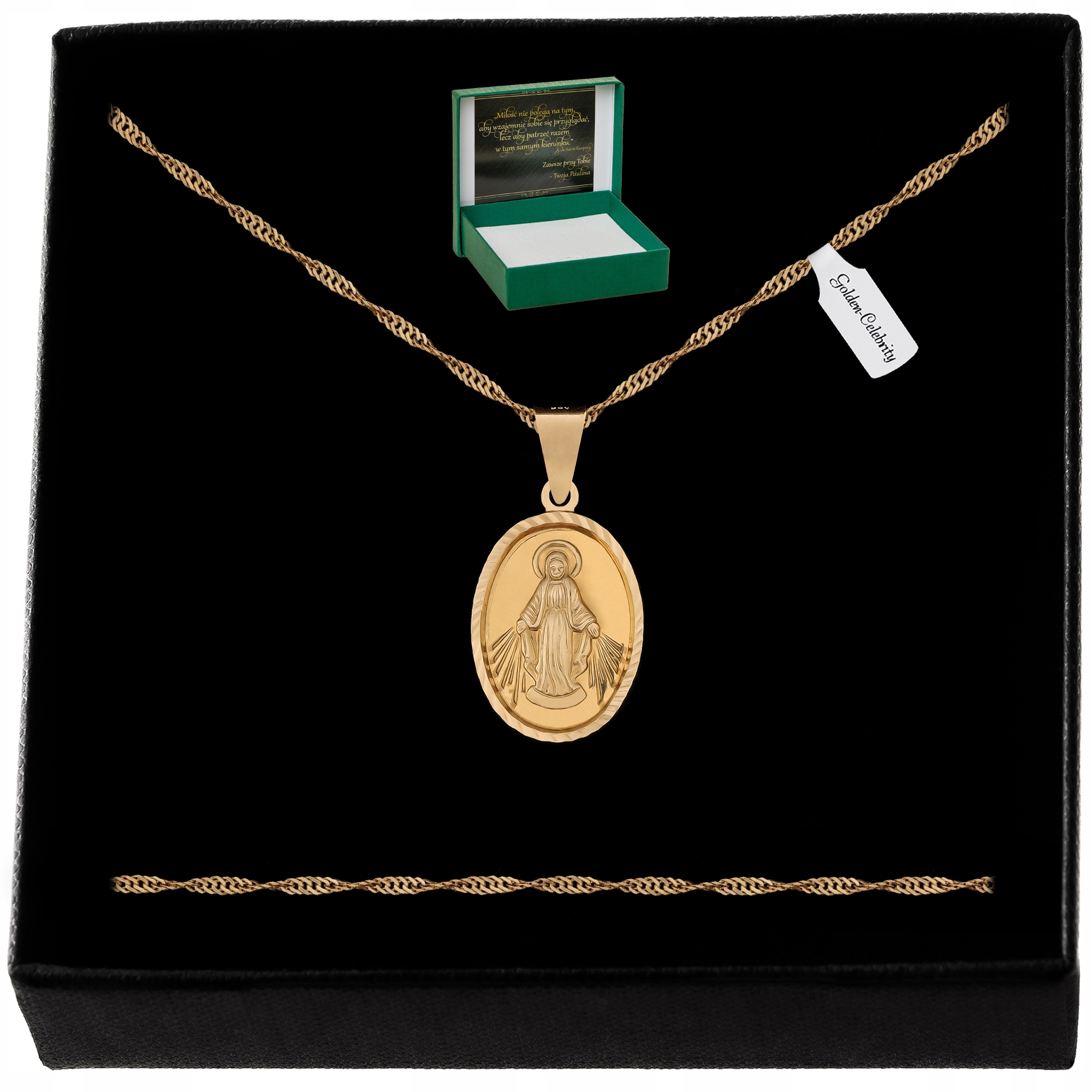 Zlatý Dámský Řetízek Singapur Nádherný Medailonek Matka Boží 925/585 14K