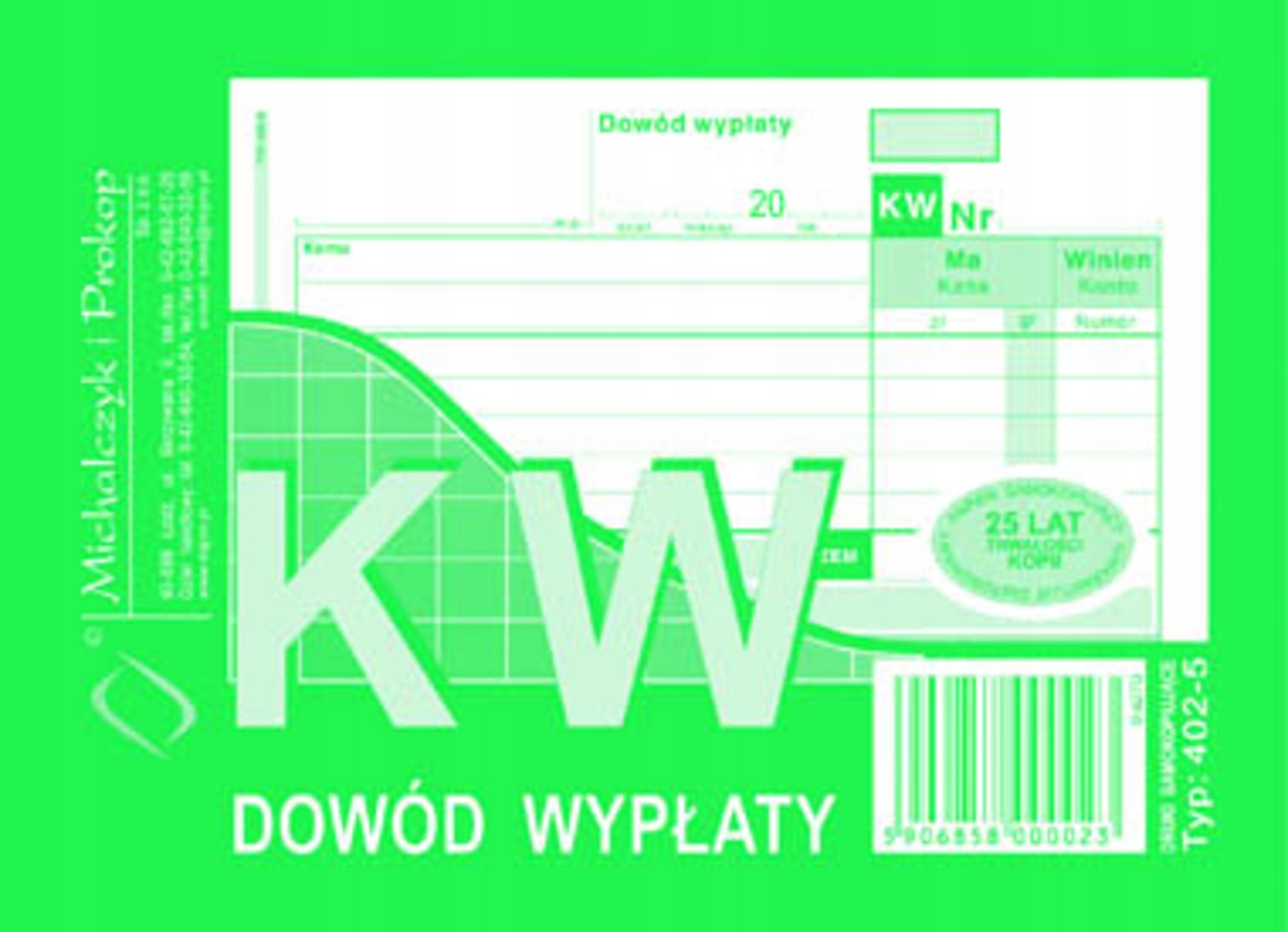 

Dowód wypłaty Kw MiP 402-5 A6