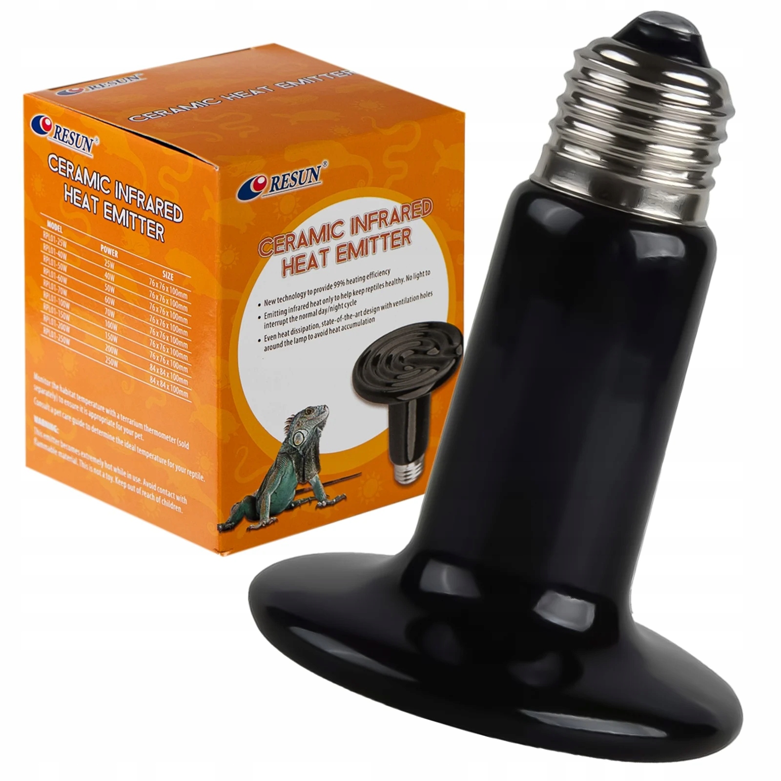 Levně Keramický Tepelný Zářič Pro Terárium Plazů 150 W