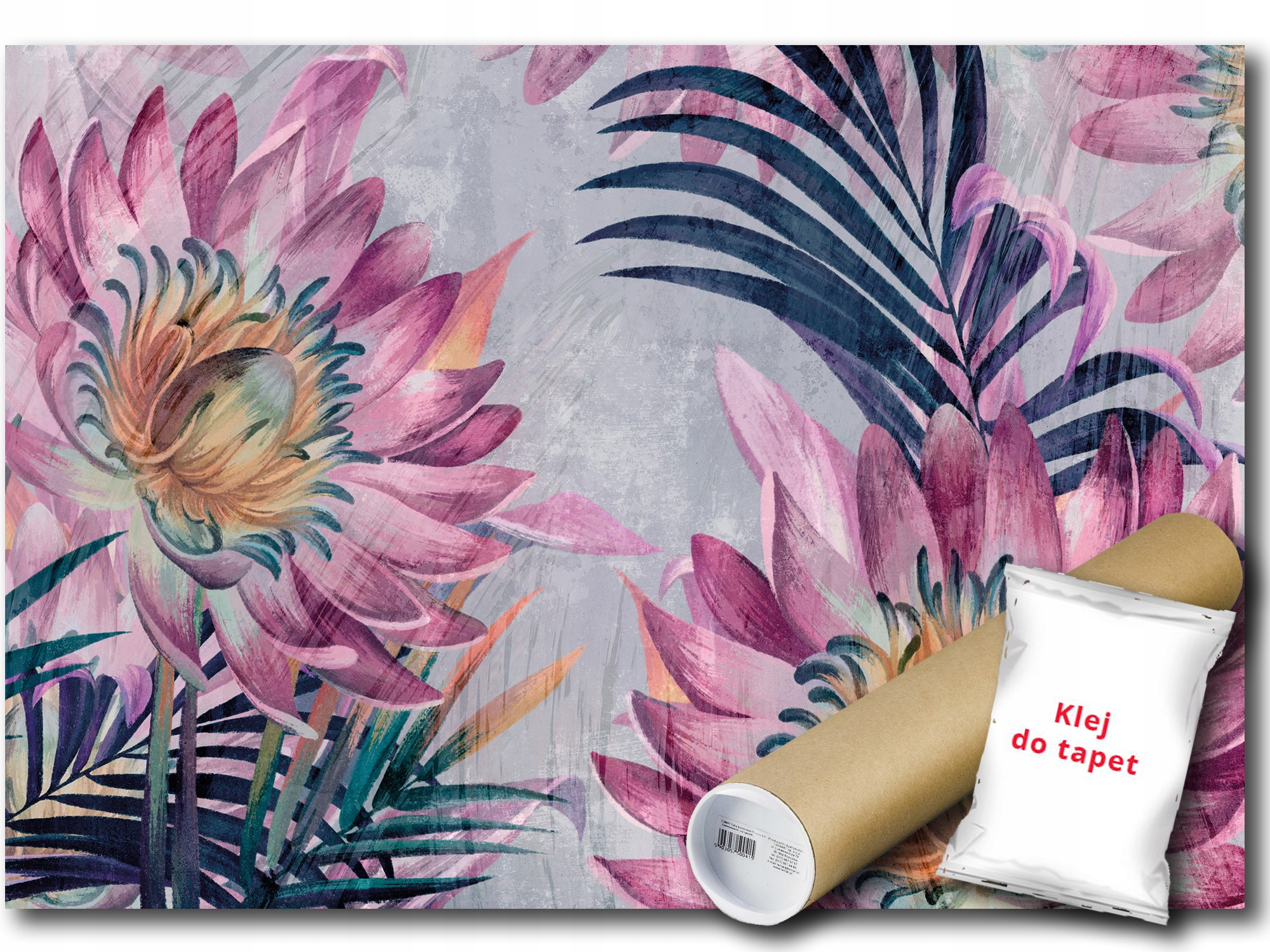 Vinylová Fototapeta Fialové Květy Listy Grafika 416x254