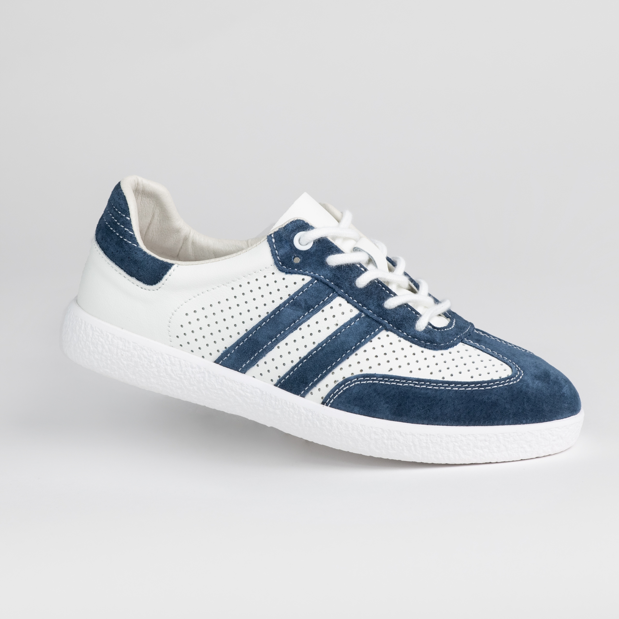 Úhledné sportovní boty Goodin GD-XF-165 přírodní kůže ažurová Bílá/navy 37