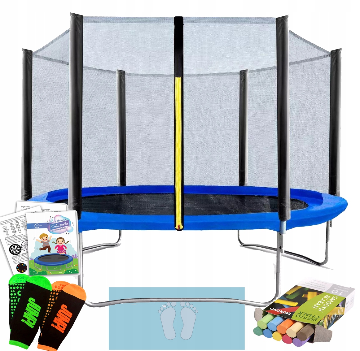 Trampolina Ogrodowa 252cm Dla Dzieci Stal Hartowana Solidna 180KG Gratisy